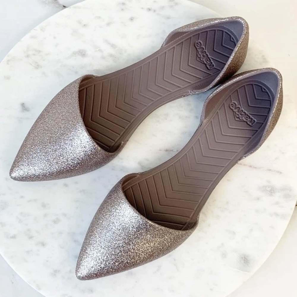 Native Shoes Glitter Flats in Silver